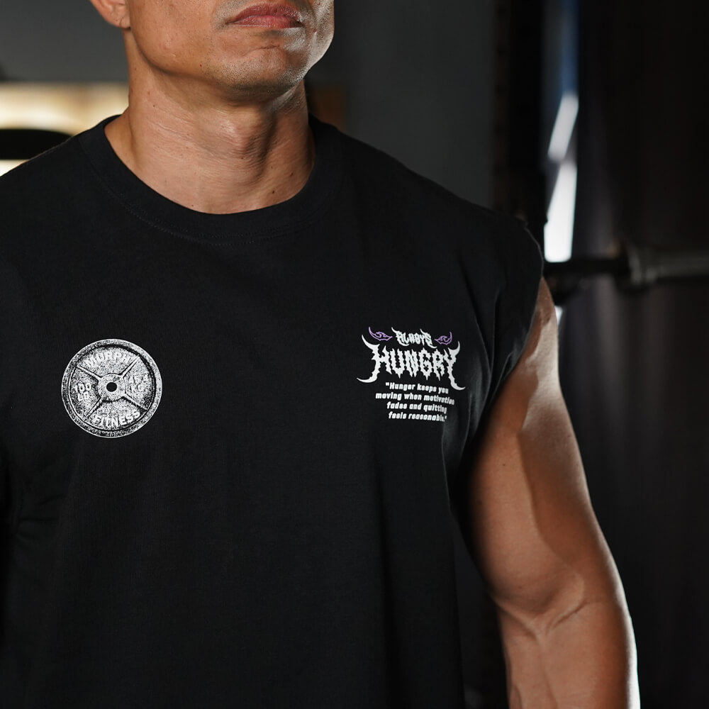 Polera Oversize Sleeveless Always Hungry - Negro
