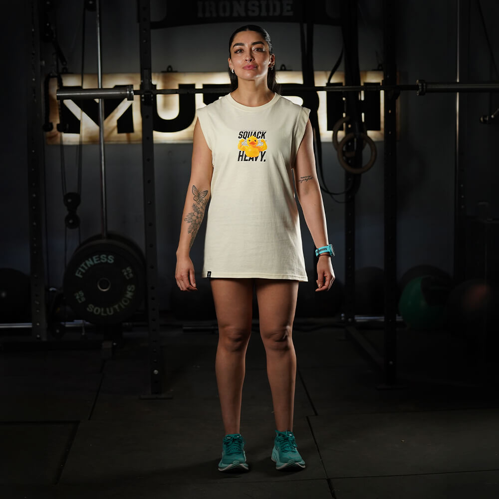Polera Oversize Sleeveless SQUACK HEAVY - Sweet cream