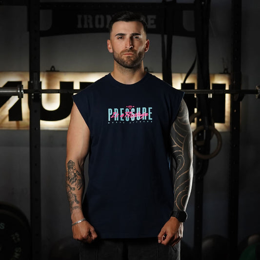 Polera Oversize Sleeveless PRESSURE IS A PRIVILEGE - Navy Blue
