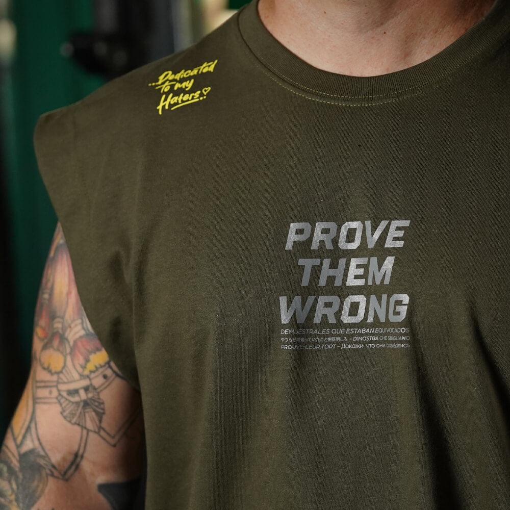 Polera Oversize Sleeveless PROVE THEM WRONG - Verde Táctico