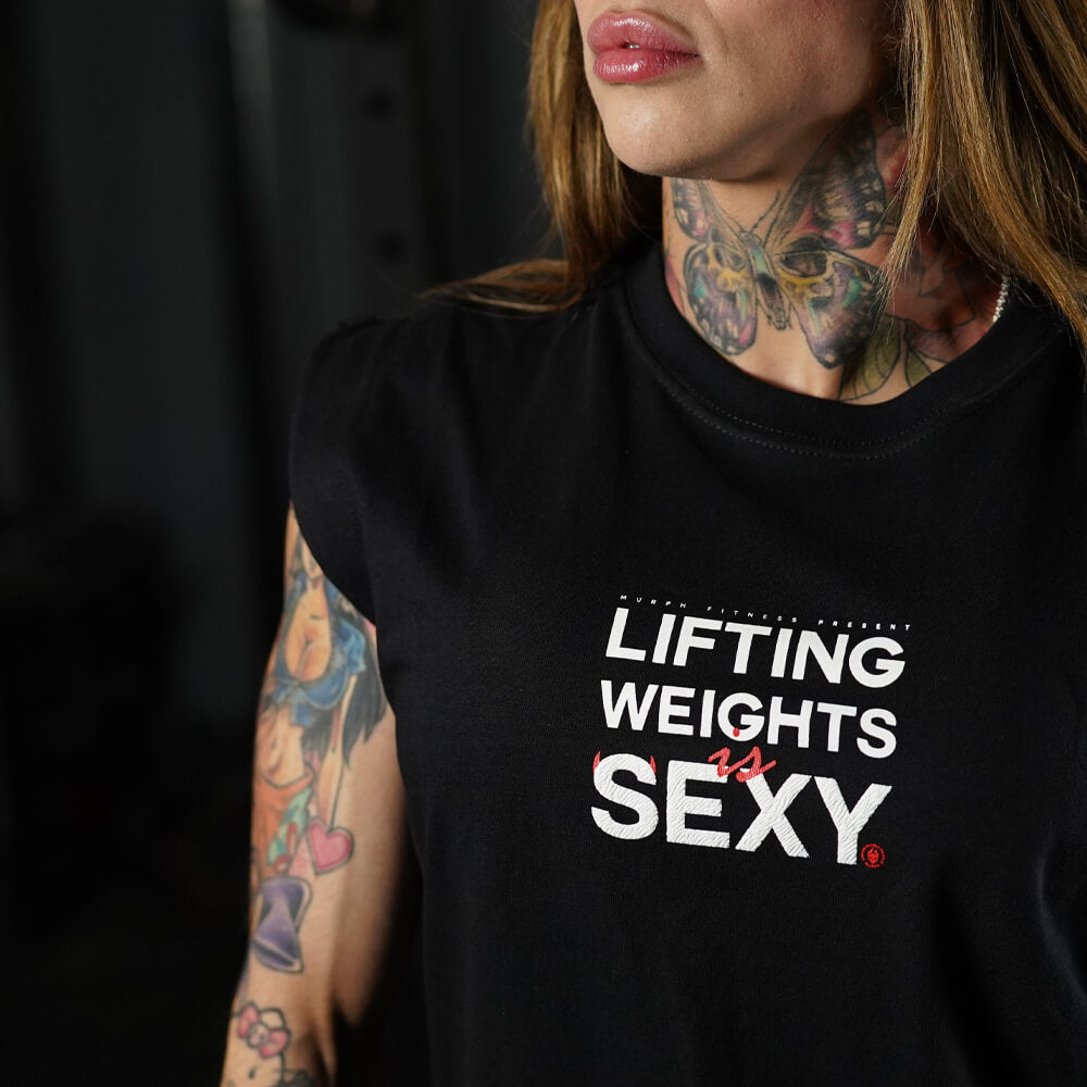 Polera Oversize Sleeveless Lifting Weights Is SEXY - Negro