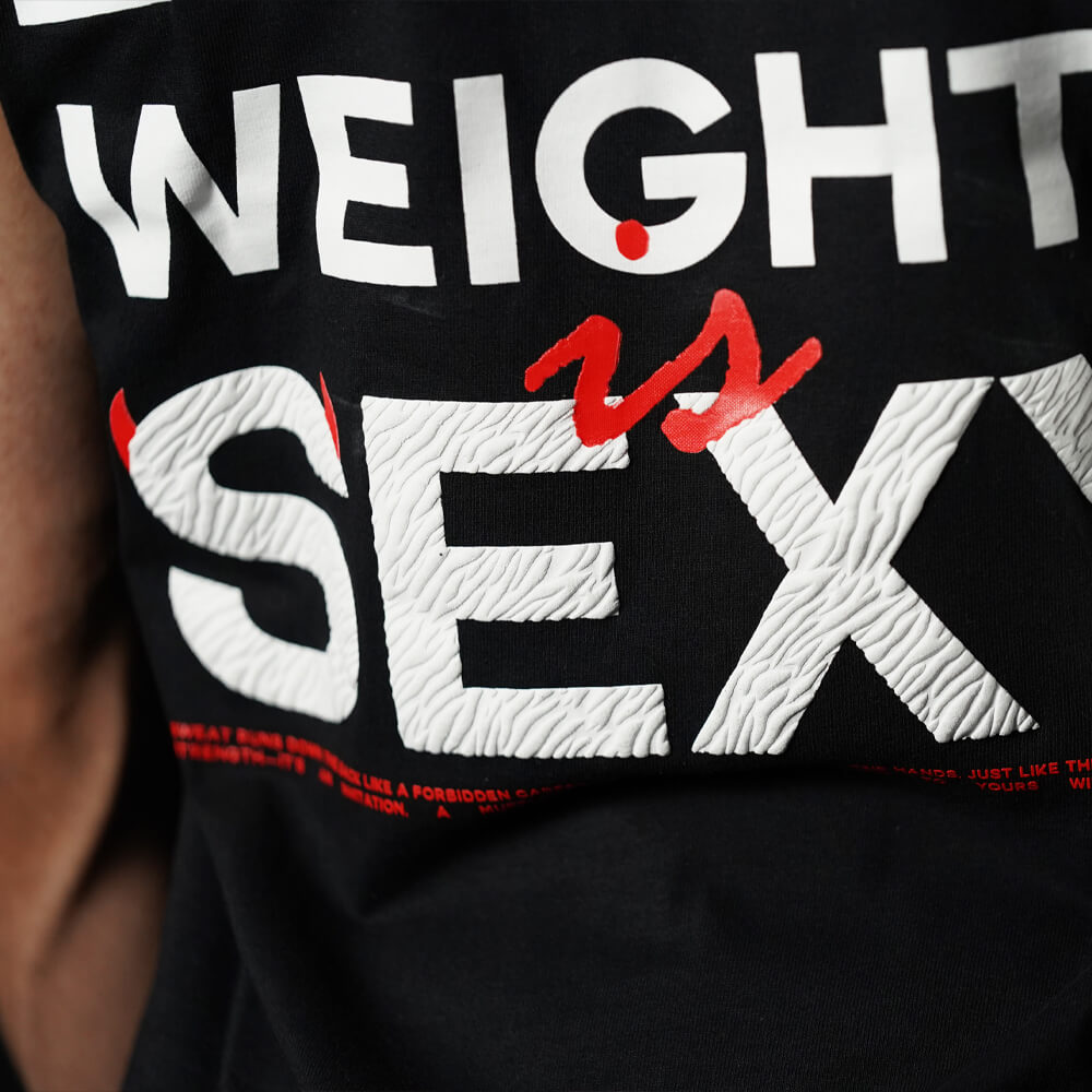 Polera Oversize Sleeveless Lifting Weights Is SEXY - Negro