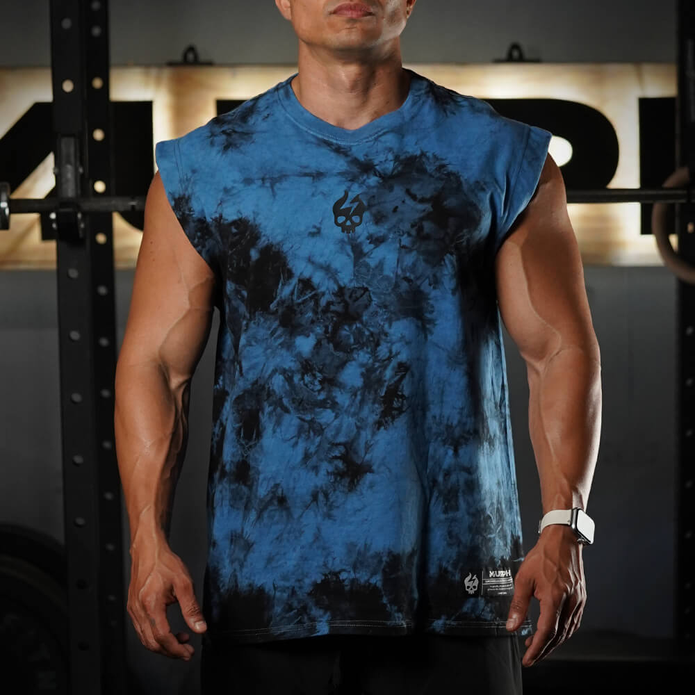 Polera Oversize Sleeveless Skull logo - Blue Storm