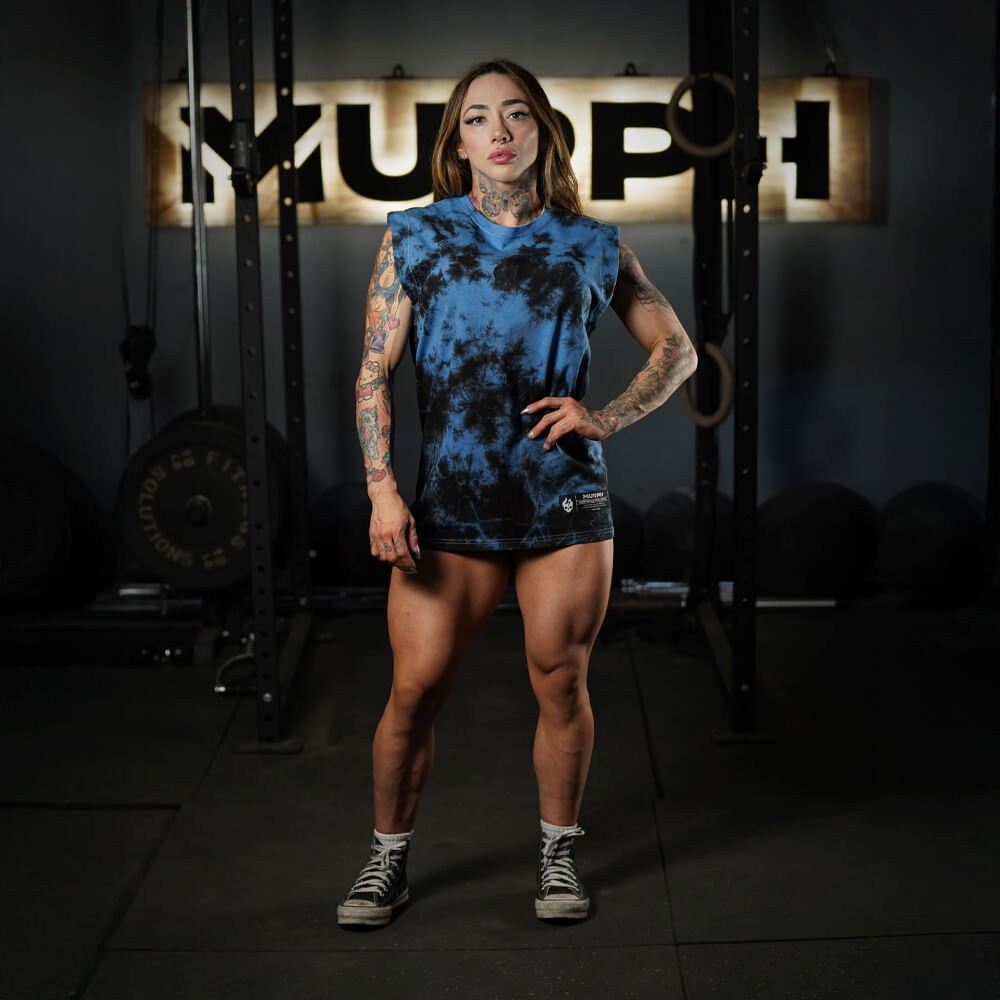 Polera Oversize Sleeveless Skull logo - Blue Storm