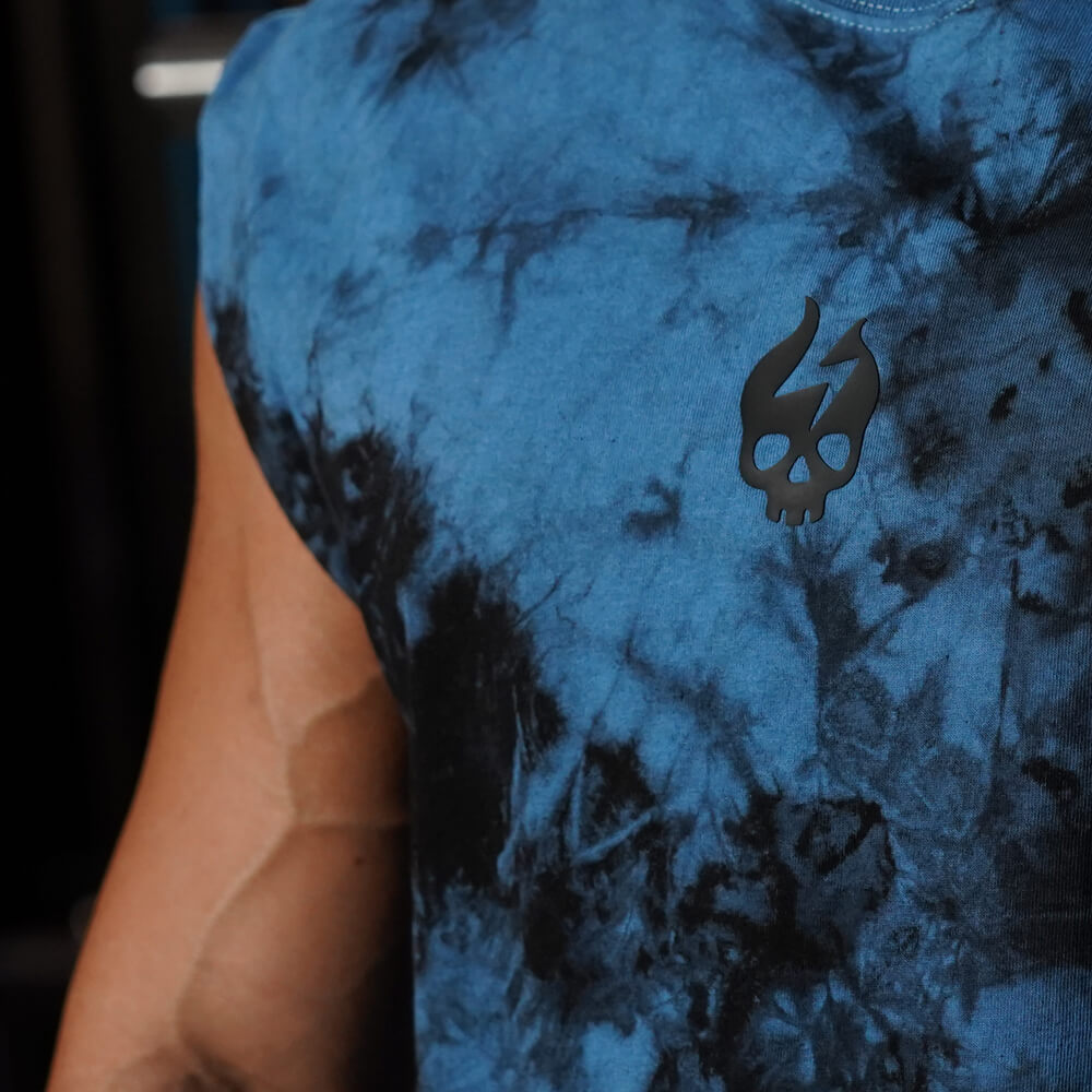 Polera Oversize Sleeveless Skull logo - Blue Storm