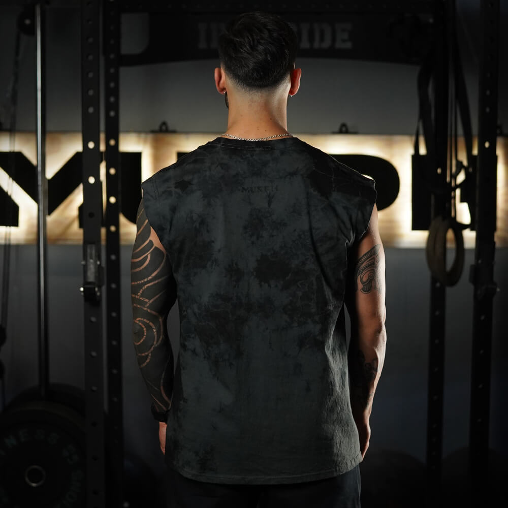 Polera Oversize Sleeveless Skull logo - Black Storm