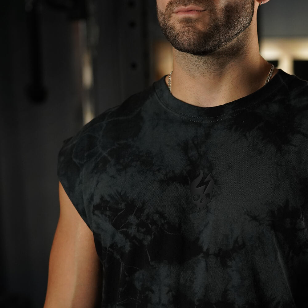Polera Oversize Sleeveless Skull logo - Black Storm