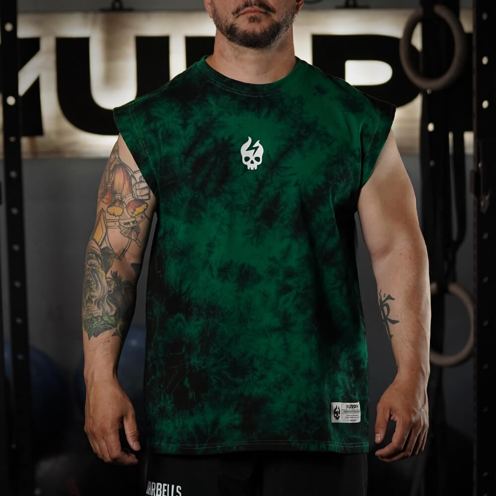Polera Oversize Sleeveless Skull logo - Green Storm