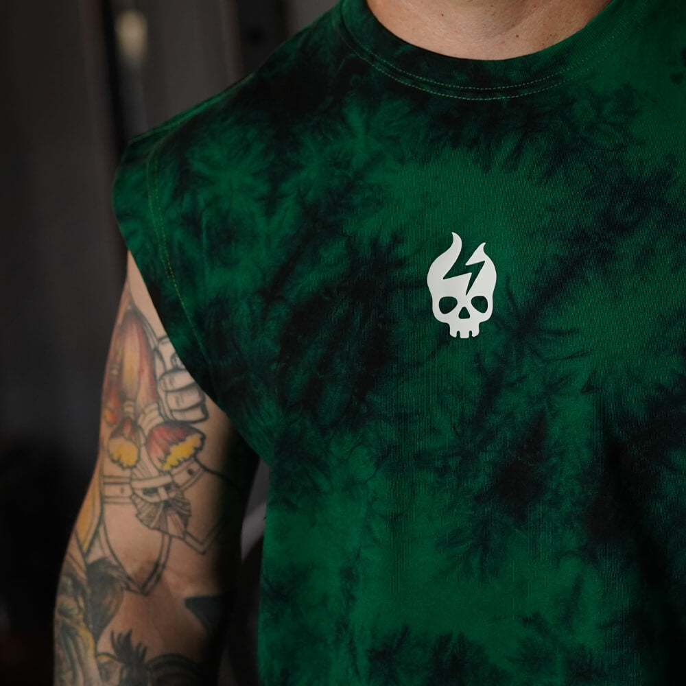 Polera Oversize Sleeveless Skull logo - Green Storm