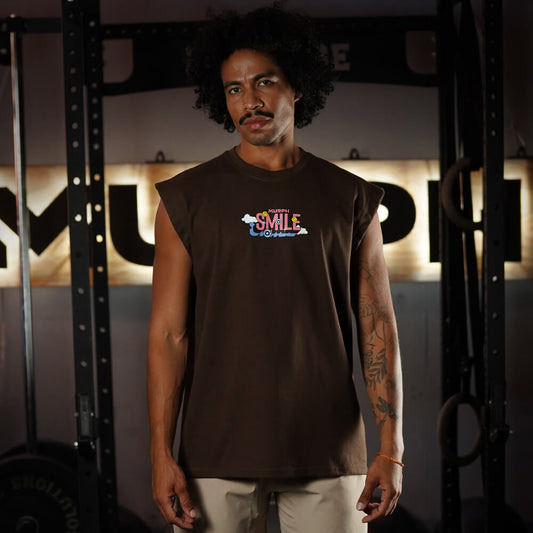 Polera Oversize Sleeveless Smile - Chocolate