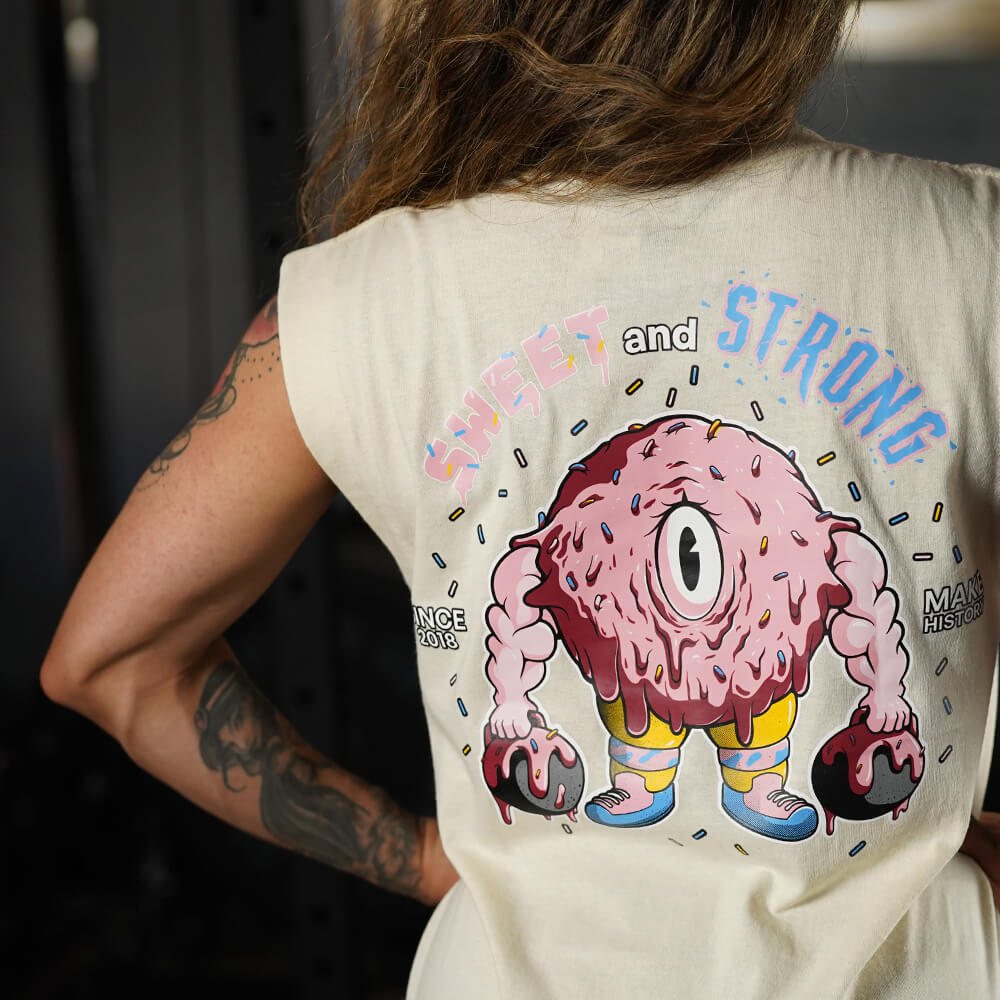 Polera Oversize Sleeveless Sweet and Strong - Sweet Cream
