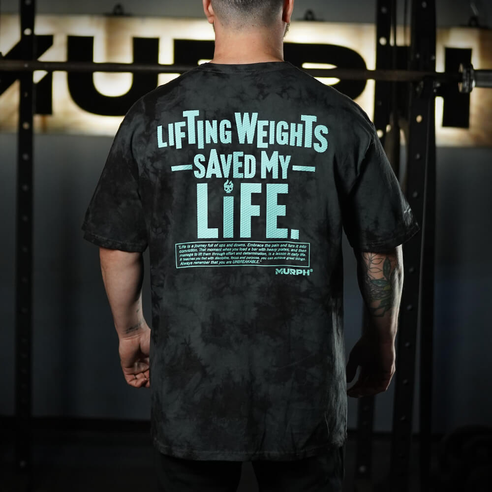 Polera Oversize Lifting Weights Saved my Life - Black Storm