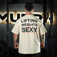 Polera Oversize Lifting Weights Is SEXY - Sweet Cream