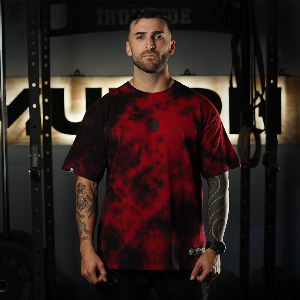 Polera Oversize Skull logo - Red Storm