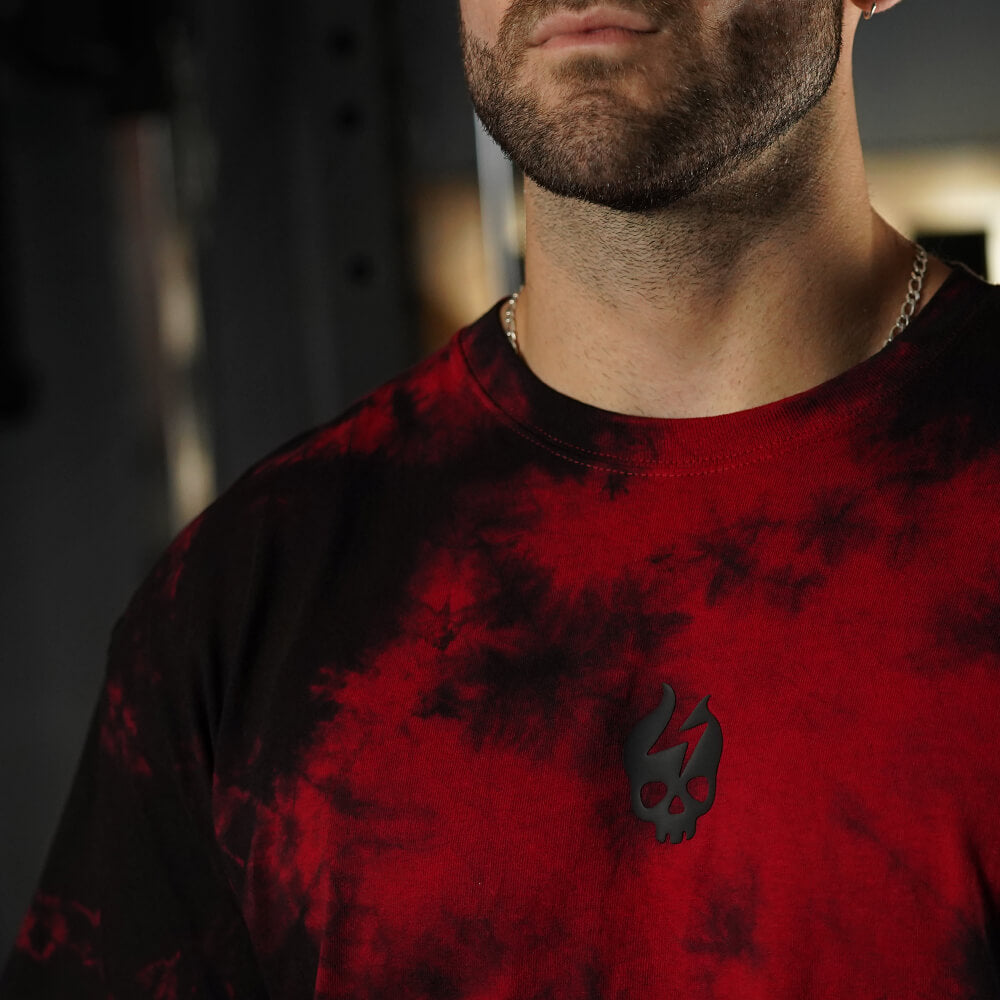 Polera Oversize Skull logo - Red Storm