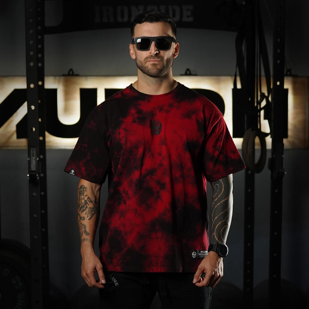 Polera Oversize Skull logo - Red Storm