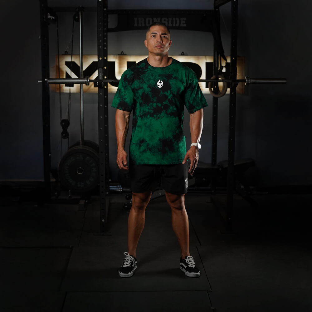 Polera Oversize Skull logo - Green Storm