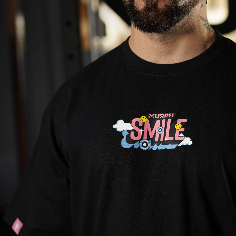Polera Oversize Smile - Negro