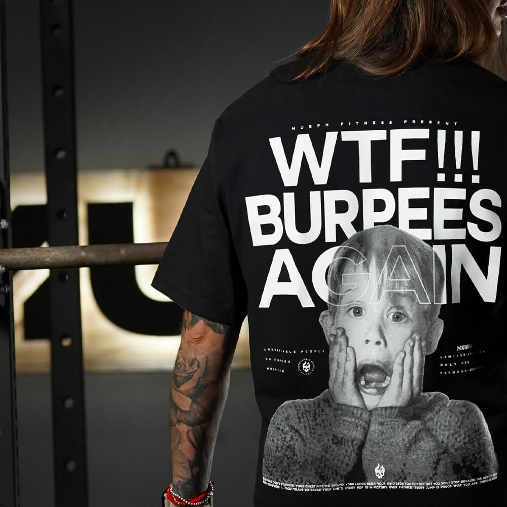 Polera Oversize WTF Burpees Again - Negro