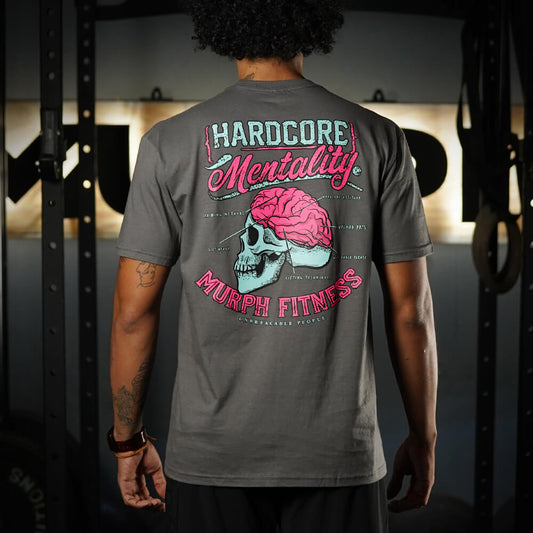 Polera Regular Fit Hardcore Mentality - Gris Charcoal