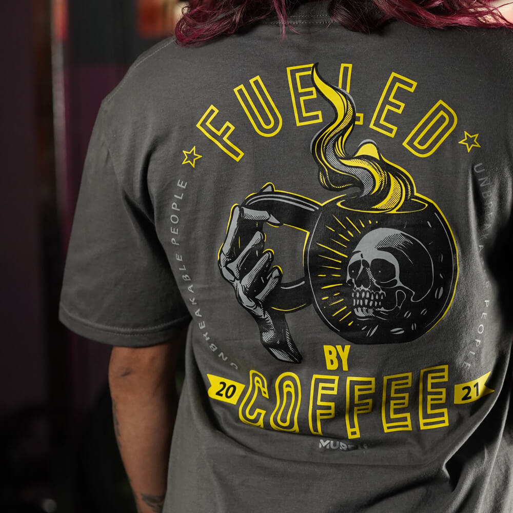 Polera Largo Unisex Fueled By Coffee - Gris Charcoal