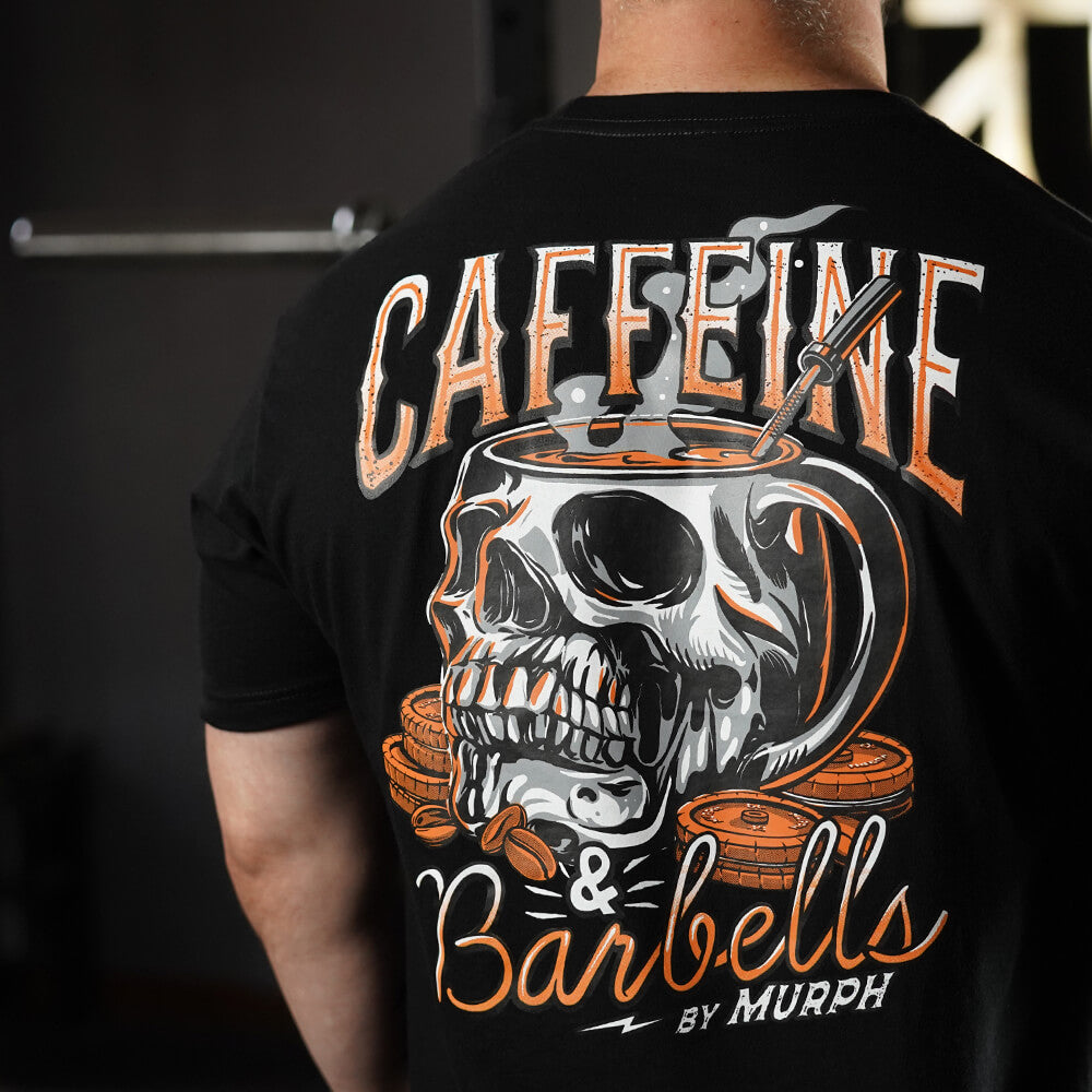 Polera Regular Fit Caffeine & Barbells - Negro