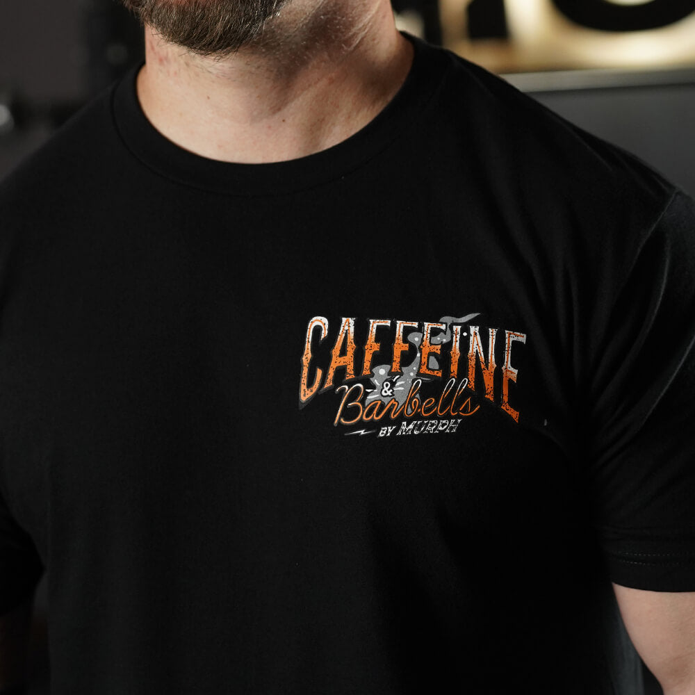 Polera Regular Fit Caffeine & Barbells - Negro