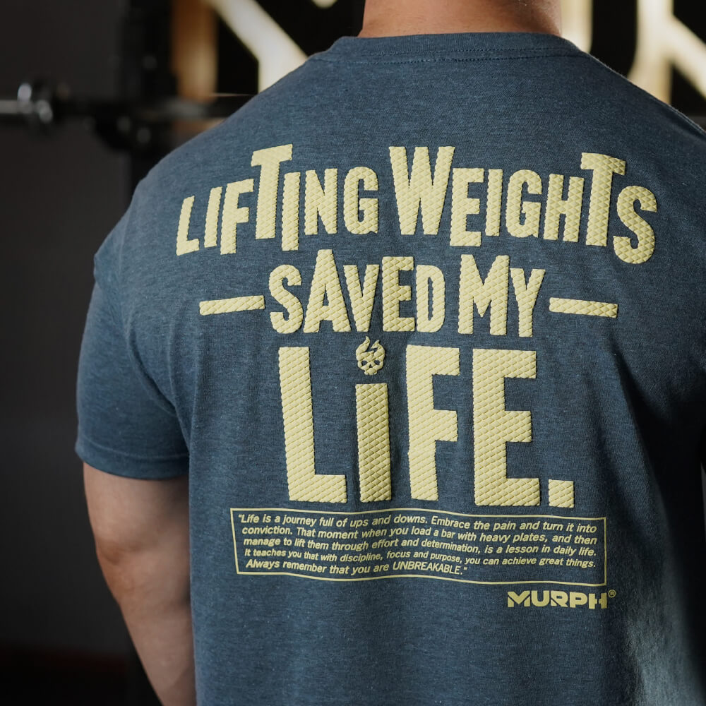 Polera Regular Fit Lifting Weights Saved my Life - Heather Blue