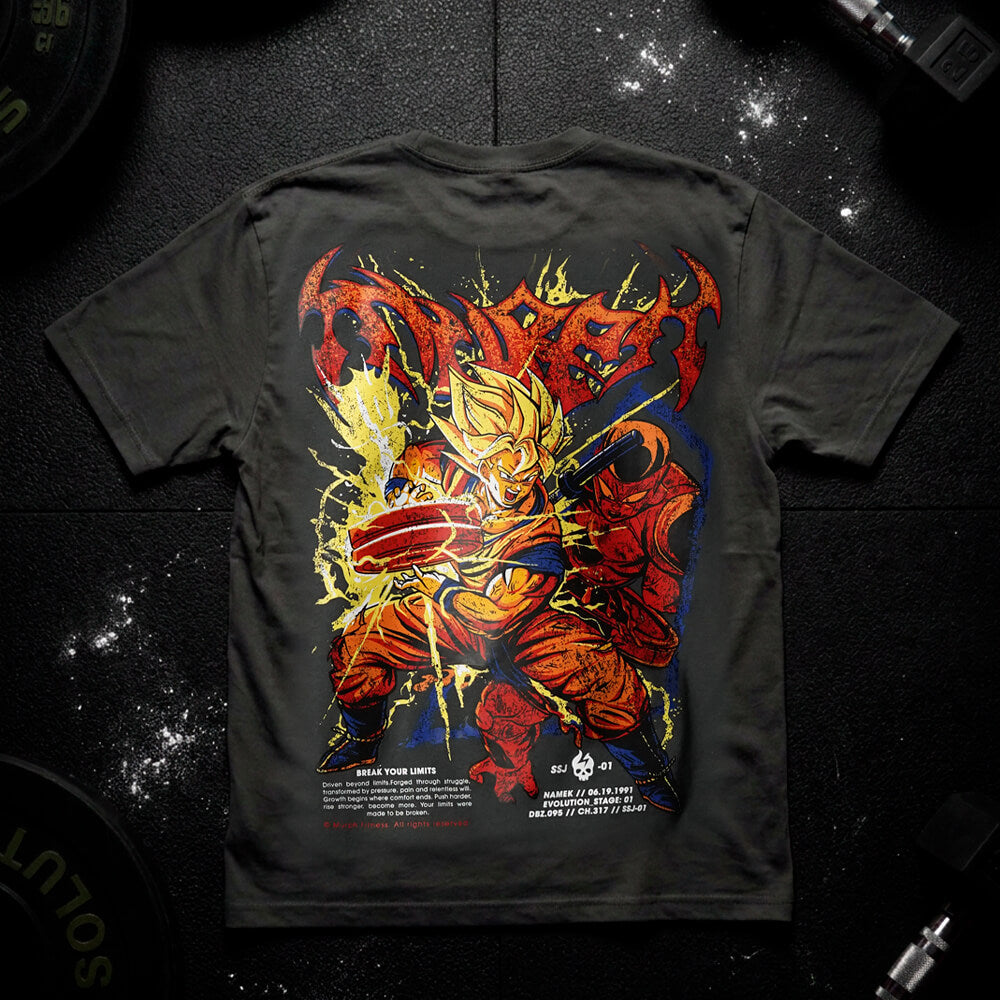 Polera Oversize THE UNBREAKABLE SAIYAN - Gris Charcoal