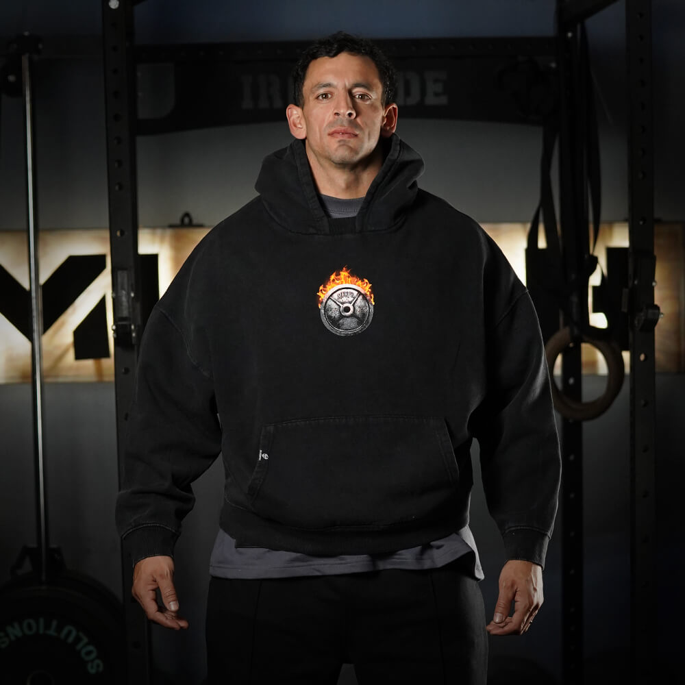 Premium Boxy Fit Hoddie ONIX Born in Fire - Acid Black