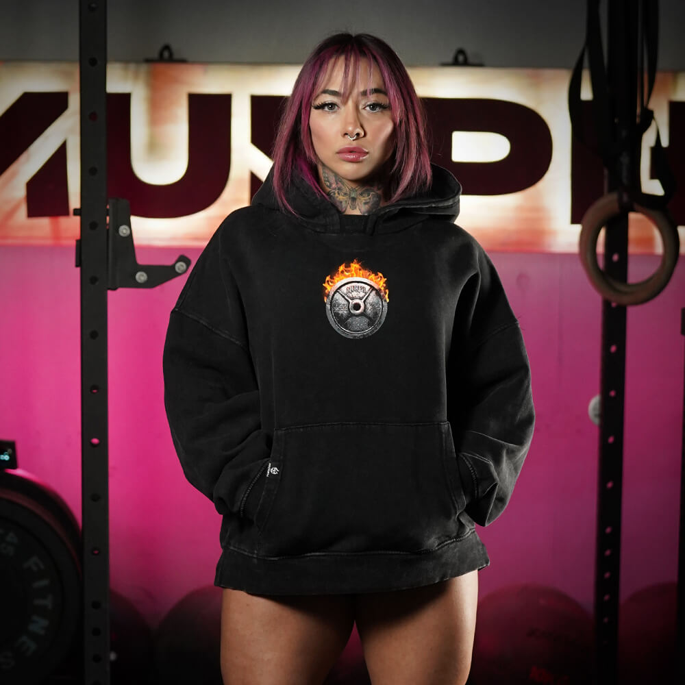 Premium Boxy Fit Hoddie ONIX Born in Fire - Acid Black