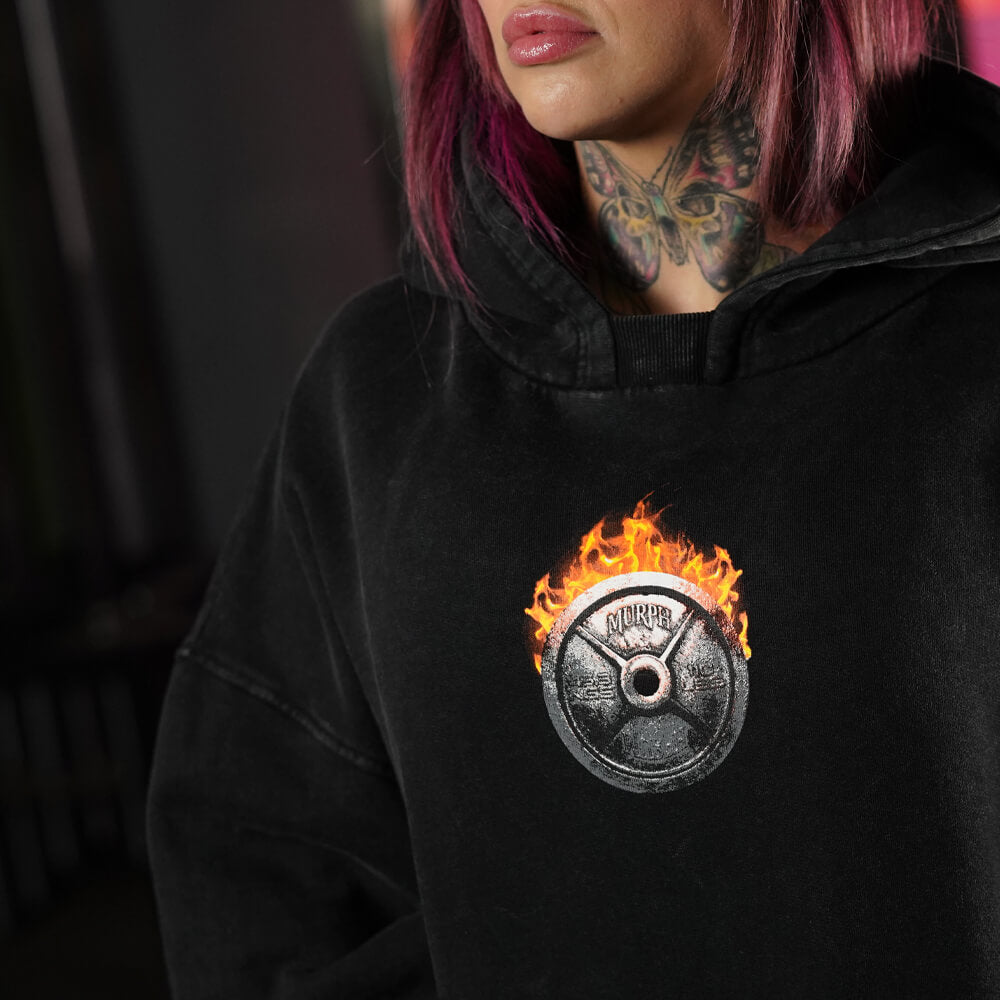 Premium Boxy Fit Hoddie ONIX Born in Fire - Acid Black