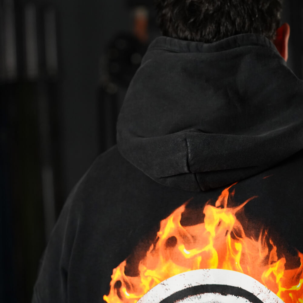 Premium Boxy Fit Hoddie ONIX Born in Fire - Acid Black