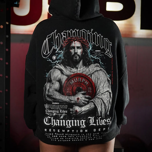 Premium Boxy Fit Hoddie ONIX CHANGING LIVES - Acid Black