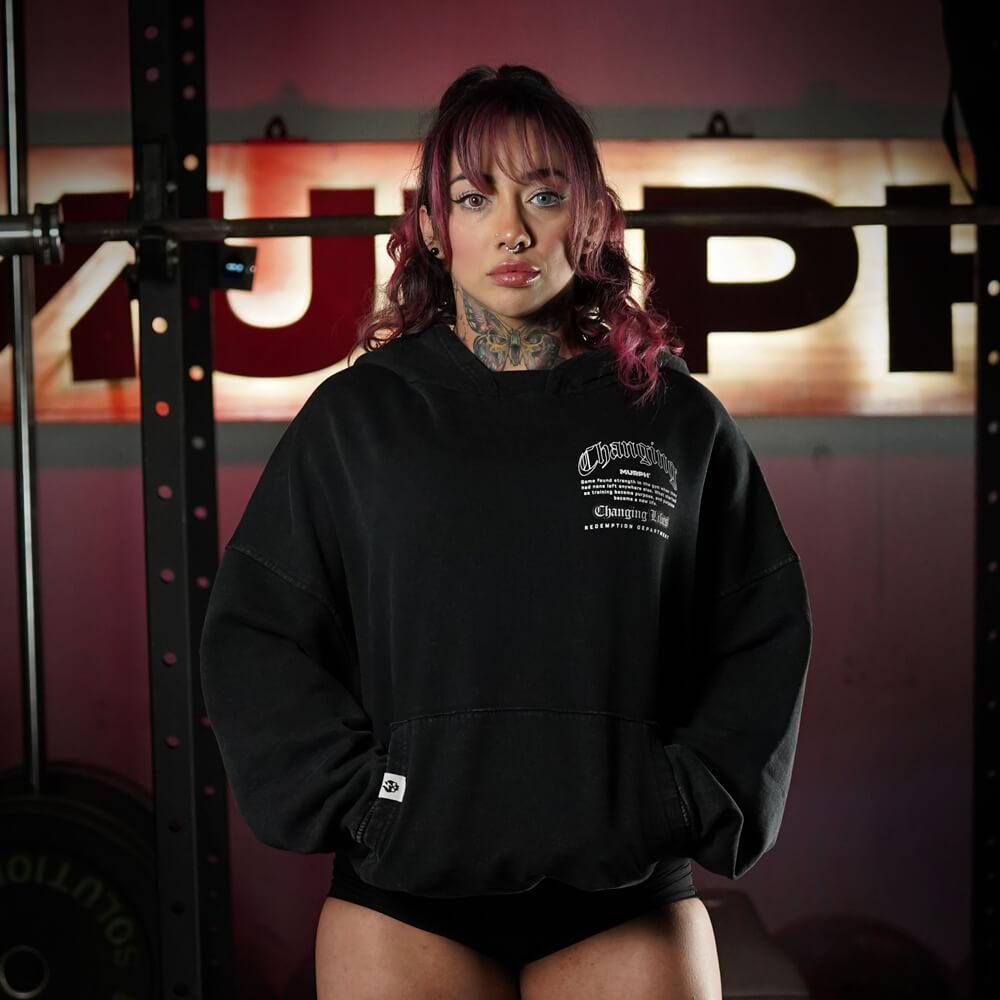 Premium Boxy Fit Hoddie ONIX CHANGING LIVES - Acid Black
