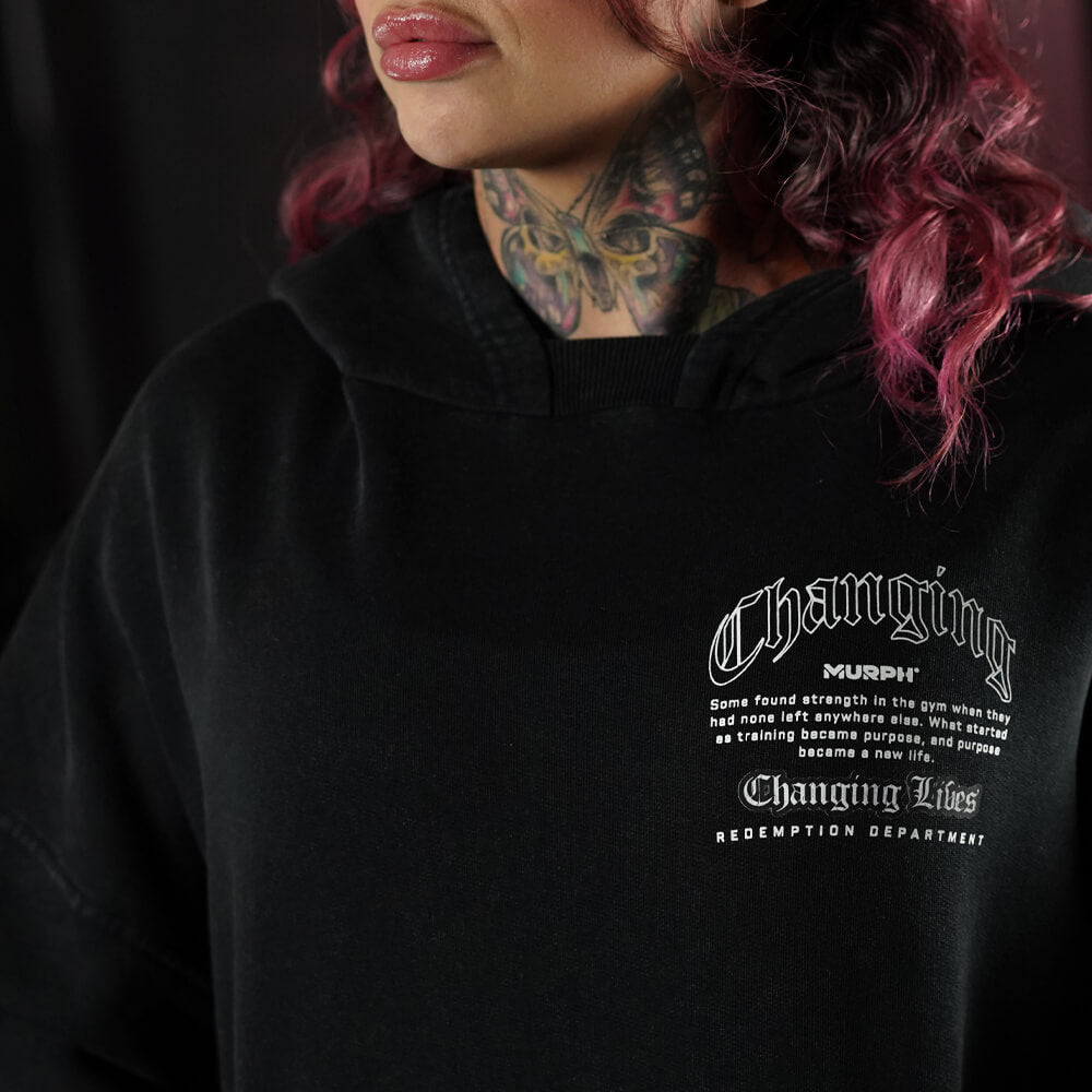 Premium Boxy Fit Hoddie ONIX CHANGING LIVES - Acid Black