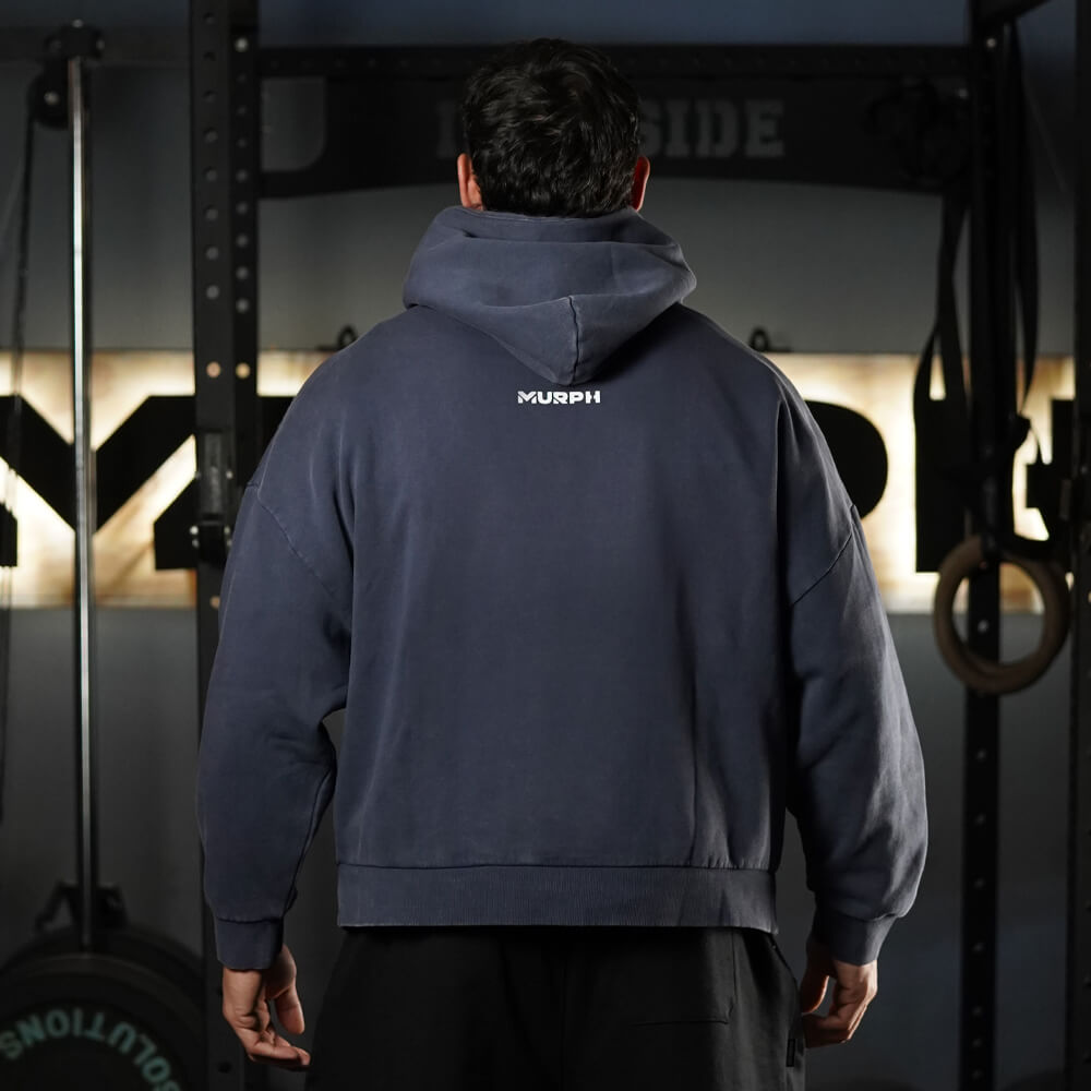 Premium Boxy Fit Hoddie ONIX Skull logo - Acid Blue