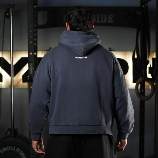 Premium Boxy Fit Hoddie ONIX Skull logo - Acid Blue