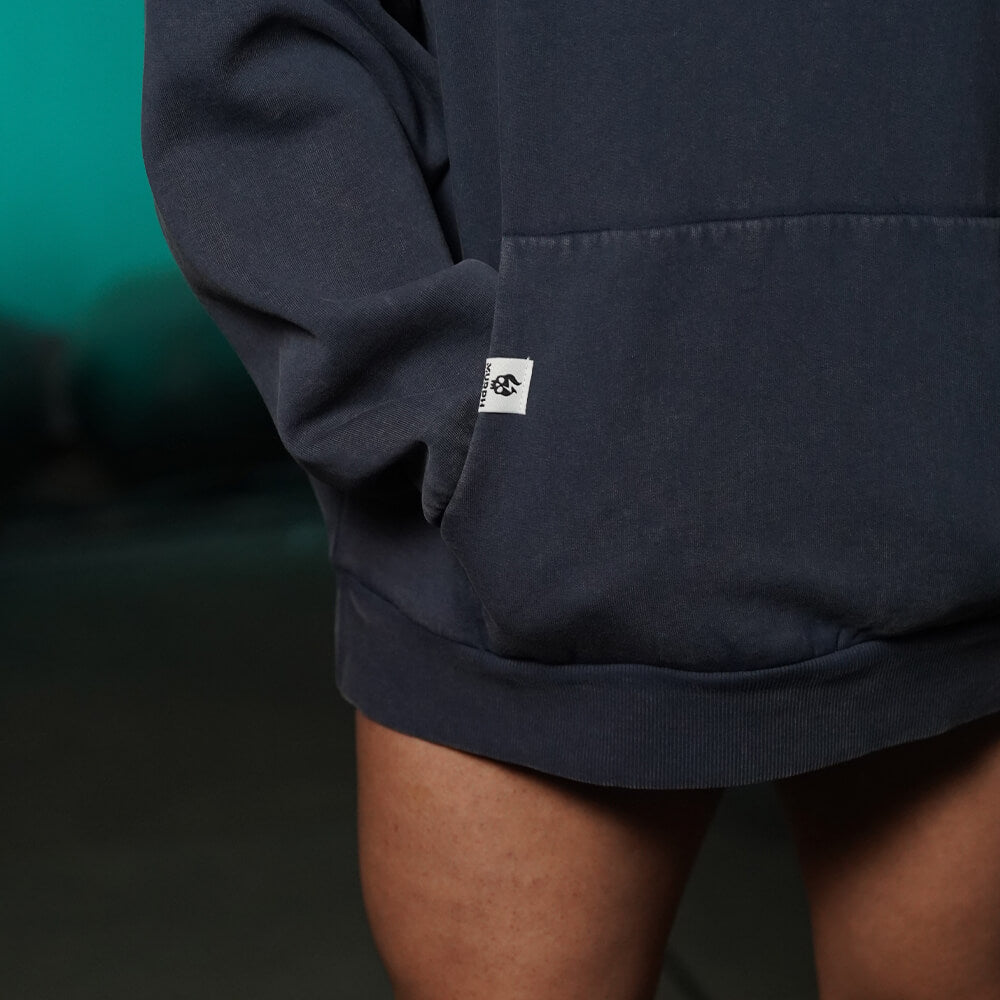 Premium Boxy Fit Hoddie ONIX Skull logo - Acid Blue