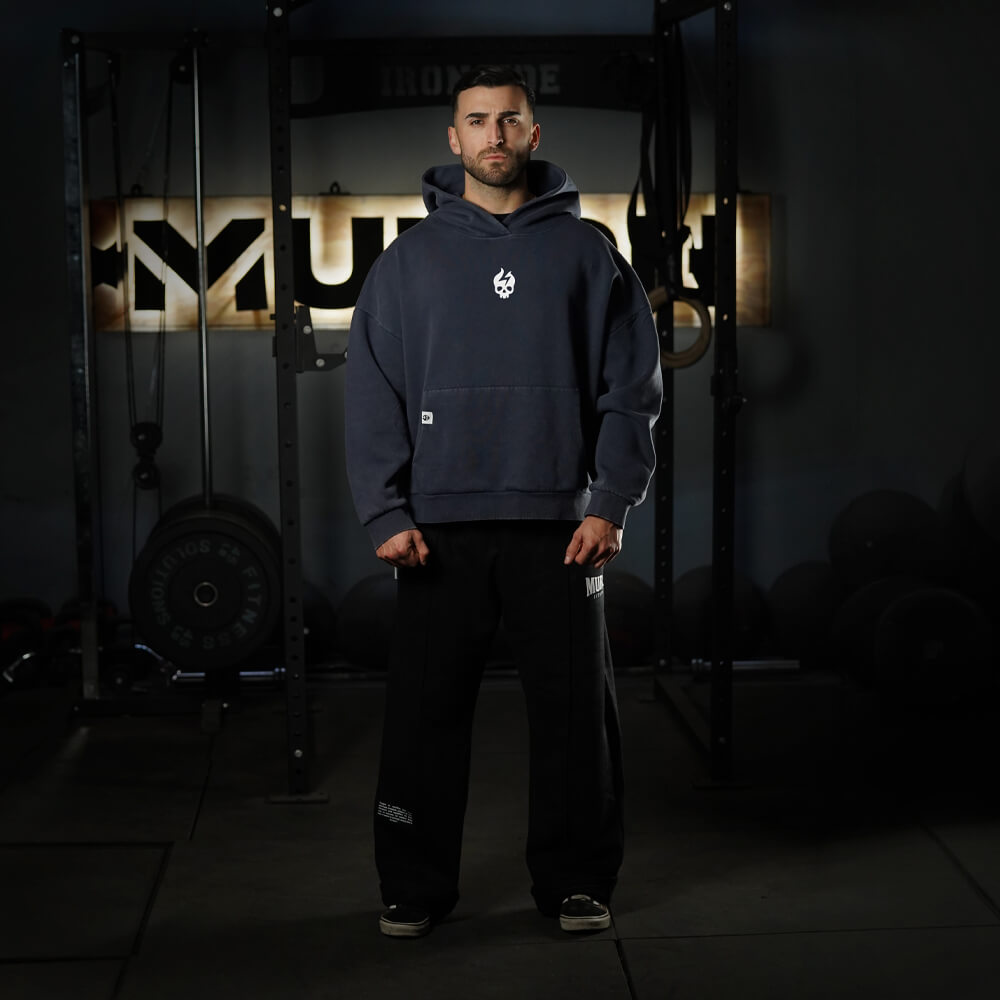 Premium Boxy Fit Hoddie ONIX Skull logo - Acid Blue