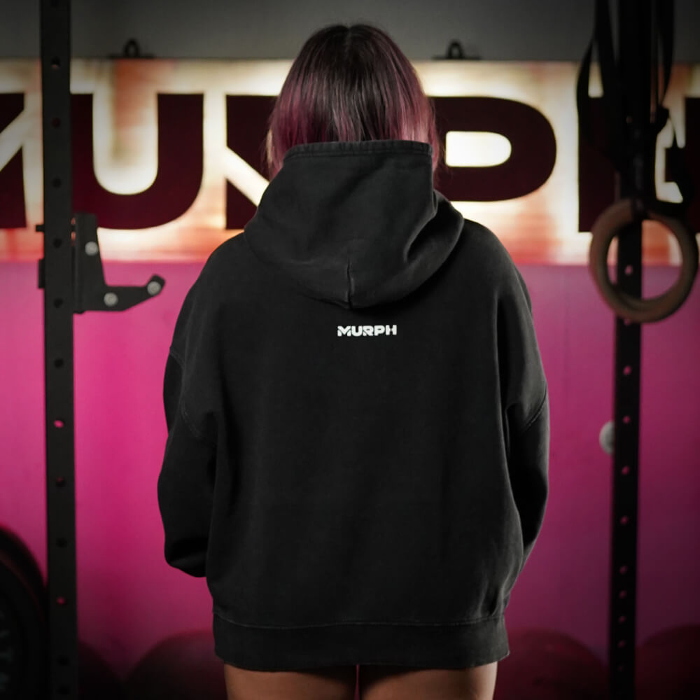 Premium Boxy Fit Hoddie ONIX Skull Logo - Acid Black