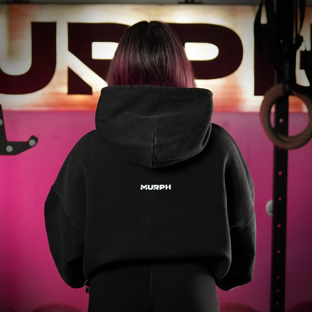 Premium Boxy Fit Hoddie ONIX Skull Logo - Acid Black