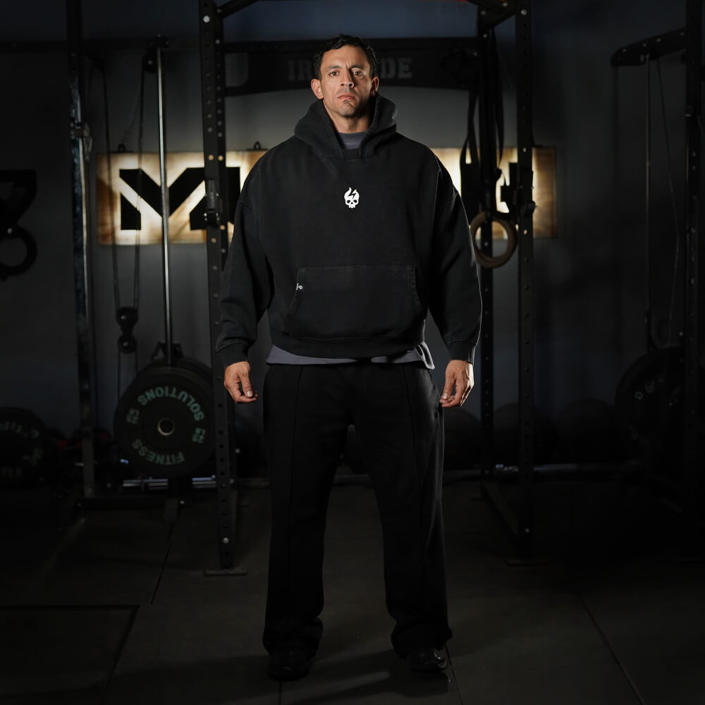 Premium Boxy Fit Hoddie ONIX Skull Logo - Acid Black