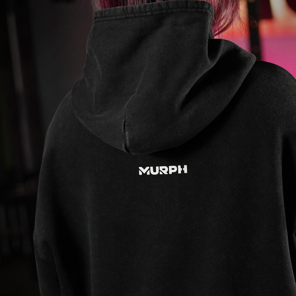 Premium Boxy Fit Hoddie ONIX Skull Logo - Acid Black