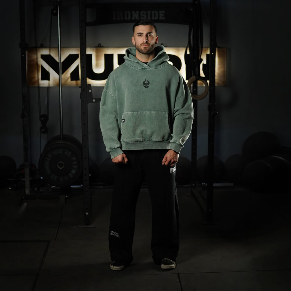 Premium Boxy Fit Hoddie ONIX Skull logo - Acid Green