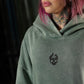 Premium Boxy Fit Hoddie ONIX Skull logo - Acid Green