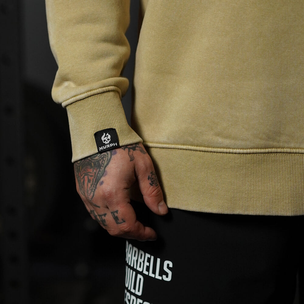 Oversize Long Crewneck Skull Logo - Acid Cream