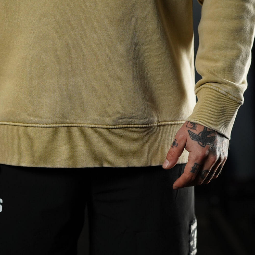 Oversize Long Crewneck Skull Logo - Acid Cream