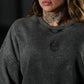 Oversize Crop Crewneck Skull Logo - Acid Black