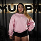 Oversize Crop Crewneck Skull Logo - Pink